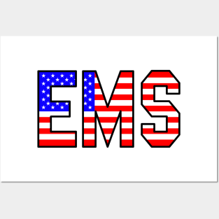 EMS in USA flag Highschool style Posters and Art